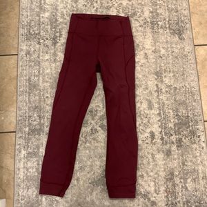 Maroon Lululemon leggings 7/8 length